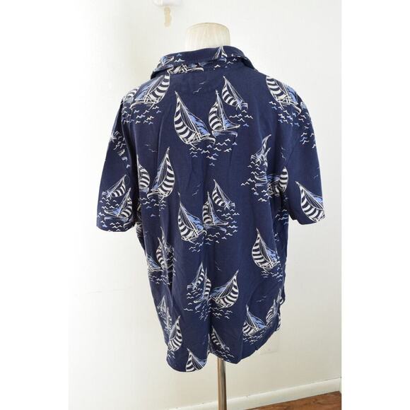 Polo Ralph Lauren Shirt Mens XL Featherweight Mesh Short Sleeve Blue Sailboats - Picture 3 of 5